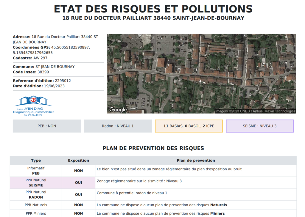 état des risques et pollutions ERP immobilier